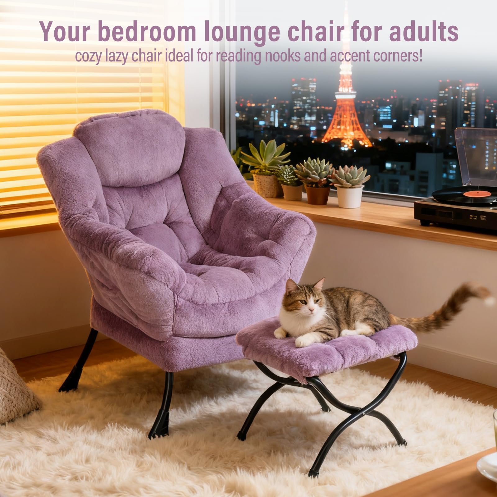 Amazon.com: Furlide Lazy Chair with Ottoman, Modern Accent Chair